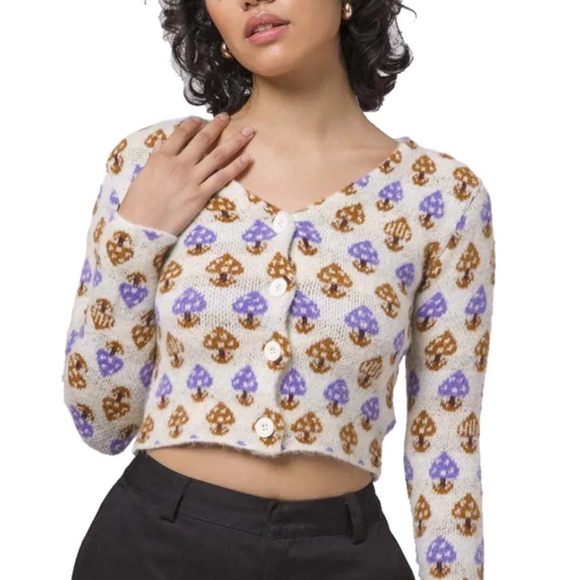 HUF Sweaters - HUF Mushroom Button Down Cardigan Sweater